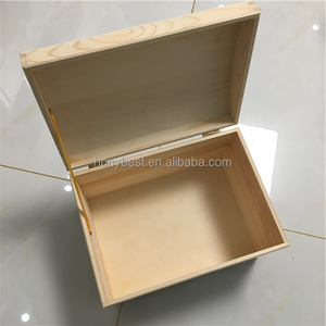 Natural Pine Wood Gift <strong>Box</strong> Container <strong>Toy</strong> Chest Large Unfinished Wooden Storage <strong>Box</strong> <strong>with</strong> Hinged <strong>Lid</strong> for DIY Crafts Home Storage - Product Image 4