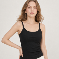 Débardeur rembourré pour femme avec soutien-gorge intégré, bretelles spaghetti, coupe courte et ajustée, en viscose, couleur unie, du M au XL, sous-vêtement pour usage quotidien, vente en gros