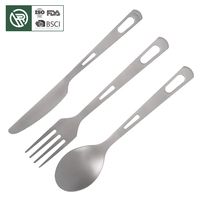 Bochen – Ensemble de couverts multifonctionnels en titane pur, portable, avec poignée ajourée, poli, haute résistance, pour le camping