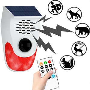 Alarme solaire <span class=keywords><strong>AGSHOME</strong></span> à détecteur de mouvement 120 dB avec téléchargement vocal personnalisé, lumières stroboscopiques, télécommande, étanche IP65, dissuasif pour cerfs/ours - Product Image 1