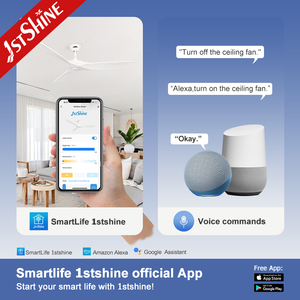 1stshine Ventilateur de plafond Smart APP 60 pouces Ventilateur de plafond blanc à trois pales en bois avec télécommande - Product Image 6