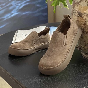 Mocassins tendance rétro, chaussures décontractées à enfiler, en daim, chaussures pour hommes, cuir véritable, respirantes, à semelle épaisse - Product Image 1