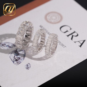 Anillo de plata de ley S925 con circonitas VVS talla baguette, certificado GRA, estilo eternity, para hombre y mujer. - Product Image 5