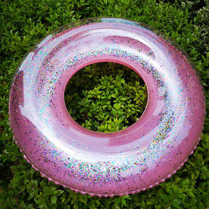 Anillo inflable transparente con lentejuelas de PVC para niños, para natación y deportes acuáticos, 60708090, redondo, de color sólido - Product Image 3