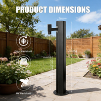 Colonne de robinet d'extérieur en acier inoxydable vertical antigel pour jardin, avec robinet tout cuivre, pour cour de villa, noire