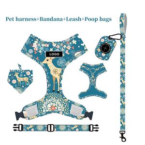 कस्टम डॉग हार्नेस कॉलर पट्टा सेट पैक बैग धारक बन्ना धनुष टाई के साथ कोई पुल समायोज्य नहीं - Product Image 2