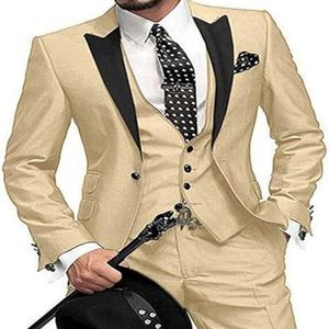 2024 New Minimalist Groom sman Tailcoat Party Set Slim Fit Business Casual Jacken set Dreiteiliges Anzug-Set - Product Image 1