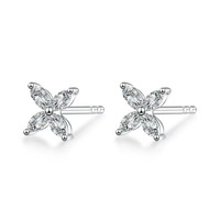 Boucles d'oreilles clous en or avec diamant de laboratoire taille marquise pour femme, 0,225 ct, pierres latérales, certifiées IGI, boucles d'oreilles statement