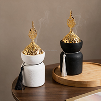 Brûleur d'encens en céramique blanche avec pompon, brûleur d'encens traditionnel, style chinois et arabe, objet décoratif pour la maison, culture artistique