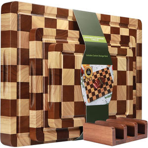 Planche à découper en <span class=keywords><strong>bois</strong></span> d'acacia sur mesure OEM, ensemble de 3 planches à découper, bloc de boucher, plateau de service avec rainures pour le jus et poignées - Product Image 1