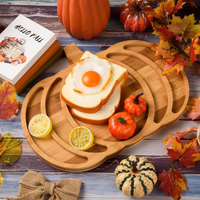 Plateau de service en bambou en forme de citrouille, plateau à collations divisé pour Thanksgiving, Halloween, fête d'automne, plateau à bonbons, noix, charcuterie