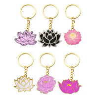 Métal beaux cadeaux camélia marguerite lotus fleur plante feuille fleur porte-clés émail porte-clés