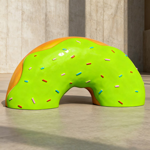 F016 Große Gelbe Donut-Skulptur Moderne Outdoor-Skulptur Verspielte Statue für Öffentliche Räume Stadtpark-Dekoration Anpassbar - Product Image 5
