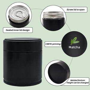 OEM personalizado de grado alimenticio 30g pequeña lata redonda de té Matcha polvo hermético caja de lata de Metal contenedor de embalaje con tapa de rosca - Product Image 3