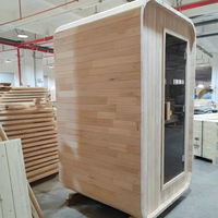 Sauna Uap Basah Kubus Luar Ruangan untuk 2 Orang, Spa Rumah Kayu untuk Taman Belakang Rumah, Desain Tradisional