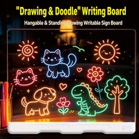Tableau de dessin LED en acrylique pour enfants, tablette d'écriture effaçable lumineuse, tableau de messages fluorescent, jouet rechargeable, cadeaux de Noël
