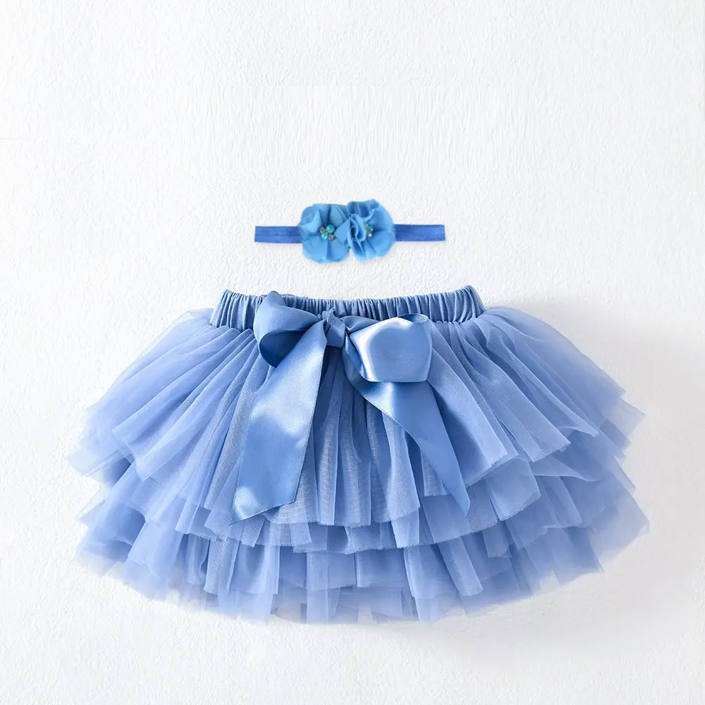 New born western baby girls clothes flower headband party wear cake fluffy tutu skirts set with diaper cover