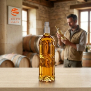 Bouteilles en verre givré personnalisables 700 ml, bouteilles à vin en verre transparent en forme de vague, adaptées aux spiritueux et aux vins de fruits - Product Image 6