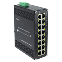 Switch Ethernet industriel non géré Hereta 16 ports Gigabit 40 Gbps, ports RJ45, montage sur rail DIN, boîtier en alliage d'aluminium, large plage de tension 12-48VDC