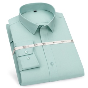 Camicia da uomo in fibra di bambù, a maniche lunghe, elastica, antipiega, <span class=keywords><strong>professionale</strong></span>, tinta unita, slim-fit, da lavoro. - Product Image 3