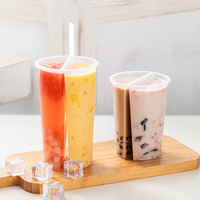 Wegwerp transparante PP plastic beker met dubbele compartimenten en deksel voor bubble tea, fruitthee, koffie en afhaalverpakkingen met twee smaken