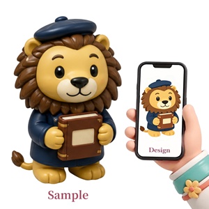 Figuras de Vinilo Coleccionables de León Estudioso con Libro Personalizadas de Meiyantoys, Bajo MOQ, Diseño de Figuras de Vinilo para Educación - Product Image 1