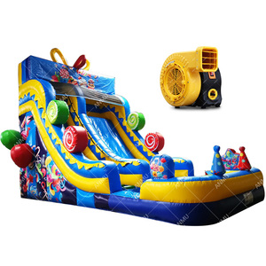 Günstige, individuell gestaltbare, kommerzielle aufblasbare <span class=keywords><strong>Wasserrutsche</strong></span> mit Süßigkeiten-Muster für Kinder. - Product Image 1