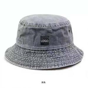Wholesale Custom Logo Spring <b>Summer</b> Casual Outdoor Blank Washed Cotton Sun <b>Cap</b> <b>Flat</b> Top Adult Unisex Women Bucket Hat - Product Image 1