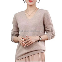 Pull en cachemire 100% pour femmes, col en V, tricot personnalisé, couleurs variées, vente en gros, motifs printaniers, couleurs unies, vente flash