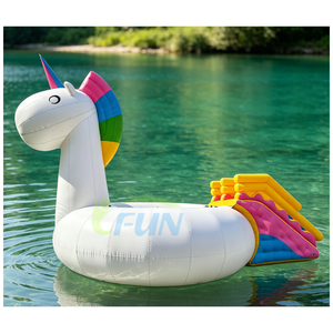 <span class=keywords><strong>Isla</strong></span> Flotante Inflable Gigante con Forma de Unicornio, Parque Acuático con Trampolín y Tobogán, Equipo de Diversión para Parques Acuáticos Temáticos - Product Image 2