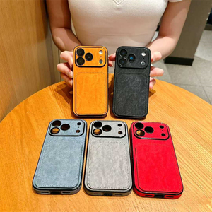 Funda para Teléfono con Ranura para Tarjetas, Protección de Lente Mate con Patrón de Cuero Arrugado para Otoño e Invierno, para iPhone 18 17 16 15 13 Pro Max - Product Image 2