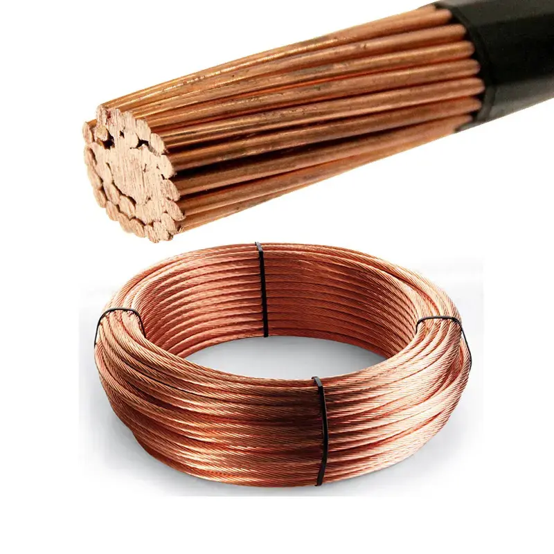Condutor de cobre elétrico sem fio, proteção de relâmpago para solo, fio de cobre puro, 7 cordões de fio para fundição