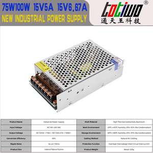 <span class=keywords><strong>Alimentation</strong></span> électrique à découpage CC SMPS 15V5A 75W, transformateur 15V6.67A 100W, <span class=keywords><strong>alimentation</strong></span> électrique pour bande <span class=keywords><strong>LED</strong></span> de surveillance - Product Image 1