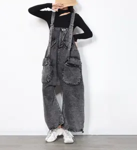 Chichever Mode Jumpsuits Vierkante Kraag Mouwloze Hoge Taille Effen Kleur Denim Jumpsuit Vrouwen 2023