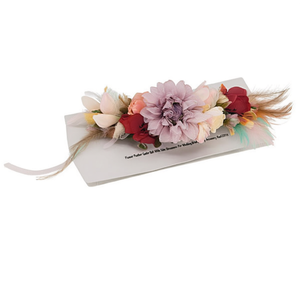 Ceinture porte-jarretelles à fleurs et plumes avec rubans latéraux pour mariage, accessoire de fête nuptiale Ref42910 - Product Image 1