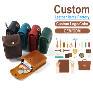 Wholesale <b>Men</b>’s Mini Leather <b>Pouch</b> – Authentic Crazy Horse Texture with ID Window, Great for Promotions - Product Image 2
