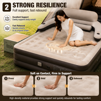 Lit gonflable double convertible avec pompe intégrée, pliable, portable, moderne, matelas pneumatique floqué pour hôtel, camping en plein air, usage domestique