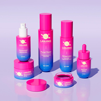 Ensemble de flacons cylindriques vides personnalisés pour soins de la peau, emballage de luxe en verre pour lotion, toner, sérum, huile, avec pompe