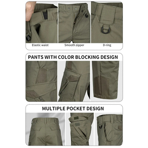 Pantalones cortos chinos caqui ajustados para hombre con logotipo personalizado y cintura media - Product Image 4