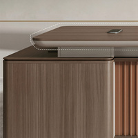 Bureau de direction contemporain en forme de L en bois avec retour latéral et bibliothèque pour mobilier de bureau de directeur