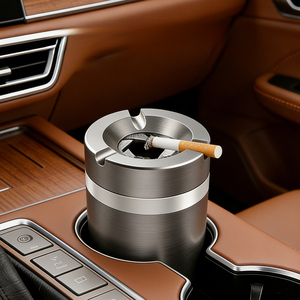 Cendrier de voiture anti-cendres volantes avec couvercle rotatif, hermétique, robuste, anti-odeur, en aluminium durable et sûr, ajustement universel, pour BMW Toyota Honda - Product Image 3
