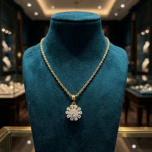 Magnifique pendentif fleur en diamant rond, collier élégant et luxueux pour femme, à porter au quotidien - Product Image 2