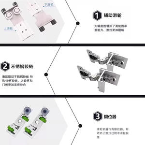 Quincaillerie de porte pliante papillon pour placard, rail coulissant, insert latéral pour meuble TV, système push-pull rotatif, rail dissimulé - Product Image 6