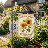 Tapisserie murale botanique vintage Tournesol, illustration végétale antique, guirlande suspendue, décor floral rétro style ferme en polyester pour la maison