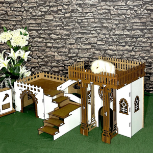 Lussuosa Casetta per Piccoli Animali, Moderno Castello in Legno per Conigli, Cortile per Porcellini d'India e Criceti, Rifugio e Casa per il Riposo in Soggiorno - Product Image 1