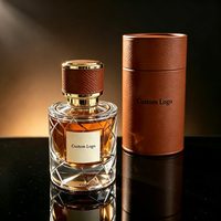 Flacon de parfum rond en verre exquis de 50 ml avec pompe, flacon pulvérisateur transparent avec boîte, logo personnalisé