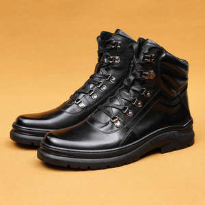 Dark Brown Genuine Leather Ankle <b>Boots</b> Round Toe Lace-Up Warm Plush Lining Rubber Outsol <b>Boot</b> Style wholesale - Product Image 6