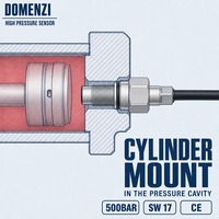Capteur de proximité inductif haute pression DOMENZI BHS02RJ 500 bars, avec corps fileté en métal pour ports et boîtiers de machines