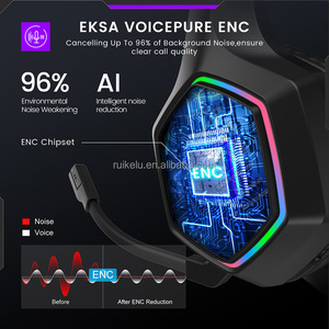 EKSA E1000BT ไร้สาย 2.4G หูฟังแบบครอบหู RGB สำหรับทุกวัน/เพลง/พีซี/เกมมิ่งไฮไฟ 3D สเตอริโอชุดหูฟังแบบพับได้พร้อมแบตเตอรี่ 1500 มิลลิแอมป์ - Product Image 4