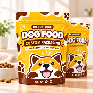 Custom Wholesale Resealable Stand Up Pouch With Zipper for Dog <b>Food</b> Dry Pet <b>Food</b> Cartoon Printed Packaging <b>Bag</b> - Product Image 1